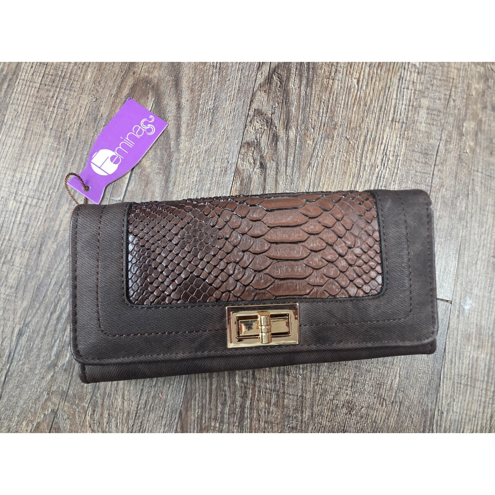 Feminas NWT Faux Leather Brown Wallet Crossbody Purse Convertible